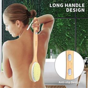 img 2 attached to 🧴 Metene Bamboo Body Brush: Long Handle, Dual-sided Wet/Dry Brushing, Exfoliate, and Cleanse Effectively