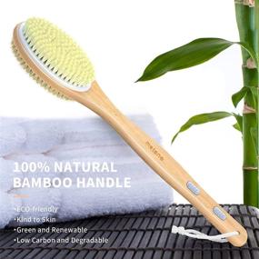 img 3 attached to 🧴 Metene Bamboo Body Brush: Long Handle, Dual-sided Wet/Dry Brushing, Exfoliate, and Cleanse Effectively