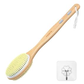 img 4 attached to 🧴 Metene Bamboo Body Brush: Long Handle, Dual-sided Wet/Dry Brushing, Exfoliate, and Cleanse Effectively