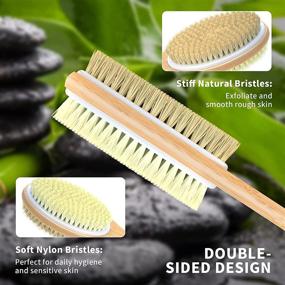 img 1 attached to 🧴 Metene Bamboo Body Brush: Long Handle, Dual-sided Wet/Dry Brushing, Exfoliate, and Cleanse Effectively