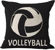 cotton linen volleyball decorative throw pillow case cushion cover retro vintage black background 18x18 logo