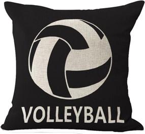img 3 attached to Cotton Linen Volleyball Decorative Throw Pillow Case Cushion Cover Retro Vintage Black Background 18X18