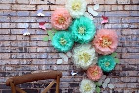 img 2 attached to 🌸 Mols Paper Flowers Decorations Tissue Pom Poms Blooms for Wall Decorations, Wedding Backdrop, Archway, Baby Shower, Nursery Wall Decor - Set of 21, Ivory Peach Mint