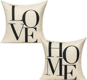 img 3 attached to All Smiles Decor Throw Pillow Covers for Family Decoration - Decorative Love Home Black Room Sign 18x18 - Set of 2 Cases - Housewarming Gifts for Porch, Couch, Sofa, Bed, and Bedroom - New