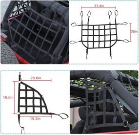 img 3 attached to Черная сетчатая крыша грузового багажного отсека для Jeep Wrangler JK JKU 2007-2018 4 двери - RT-TCZ грузовая сетка (3-шт.)