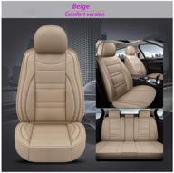 🚗 ultimate style and protection: jojohon luxury leather auto car seat covers full set for 5 seats sr247 beige logo