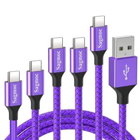 img 4 attached to 💜 Фиолетовый кабель зарядного устройства Sagmoc Type C - USB C - кабель быстрой зарядки с блестящим плетеным нейлоном, 5 штук: 2 фута, 3 фута, 2х6 футов, 10 футов для Samsung Galaxy S10 S9 S8 Plus, Note 8, LG G6 G5 V30 V20, Google Pixel/XL, Moto Z/Z2 (фиолетовый)