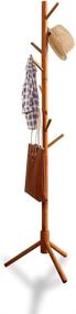 img 4 attached to 🎩 FreeStanding Adjustable Coat Tree: 3 Sections, 8 Hooks, Solid Wood Entryway Hallway Hall Tree Coat Rack - Stands for Coats, Hats, Bags