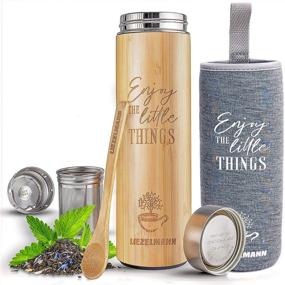 img 4 attached to ☕ Original Bamboo Tea Infuser Bottle with Leak-proof Lid - 17oz Tea Tumbler & Travel Mug: Vacuum Insulated, Tea Strainer, Great Gift for Women Tea Lovers