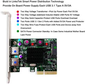 img 2 attached to 🔌 LinksTek Плата PCI Express USB 3.1 - Ультра-скорость 10 Гбит/с, 2 порта типа A, контроллер хоста ASMedia 2142, умное распределение питания