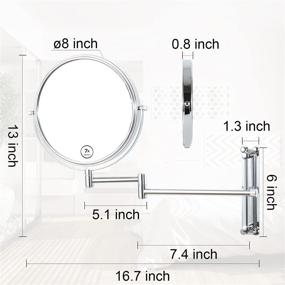 img 3 attached to 🪞 Lansi 7X Magnification Wall Mount Makeup Mirror: Adjustable Double-Sided Bathroom Vanity Mirrors, Round Shape Chrome Finish