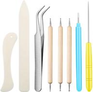 🛠️ set of 8 craft tools: 2 bone folder paper creasers, 3 double head indentation pens with sugar stir needle, quilling needle pen and tweezers for card making, scrapbooking, and bookbinding logo