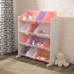 img 3 attached to 🎁 KidKraft Wooden Sort and Store Bin Unit - Pastel and White, Gifts for Ages 3+: 12 Plastic Bins Included