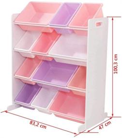 img 1 attached to 🎁 KidKraft Wooden Sort and Store Bin Unit - Pastel and White, Gifts for Ages 3+: 12 Plastic Bins Included