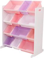 🎁 kidkraft wooden sort and store bin unit - pastel and white, gifts for ages 3+: 12 plastic bins included логотип