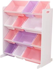 img 4 attached to 🎁 KidKraft Wooden Sort and Store Bin Unit - Pastel and White, Gifts for Ages 3+: 12 Plastic Bins Included