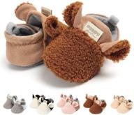 👶 tmeog soft anti-slip sole slipper booties: cozy winter shoes for baby boys & girls - infant toddler first walkers shoes logo