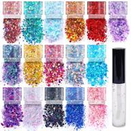 💫 16 pack + 1 glitter glue: chunky holographic glitter for body, face, and hair - safe and cosmetic logo