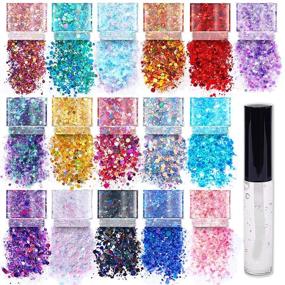 img 4 attached to 💫 16 Pack + 1 Glitter Glue: Chunky Holographic Glitter for Body, Face, and Hair - Safe and Cosmetic
