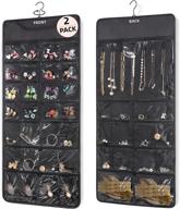 📿 foregoer double-sided hanging jewelry organizer with 43 large pockets - necklace, earring, and accessory holder organizer (black) логотип