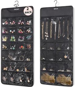 img 4 attached to 📿 FOREGOER Double-Sided Hanging Jewelry Organizer with 43 Large Pockets - Necklace, Earring, and Accessory Holder Organizer (Black)