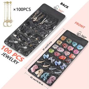 img 2 attached to 📿 FOREGOER Double-Sided Hanging Jewelry Organizer with 43 Large Pockets - Necklace, Earring, and Accessory Holder Organizer (Black)