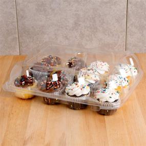 img 4 attached to 🧁 Durable Disposable Plastic Cupcake Containers - High Dome Boxes, 12 Compartment Holders, Dozen Trays, Convenient Cake Muffin Packaging & Transporter