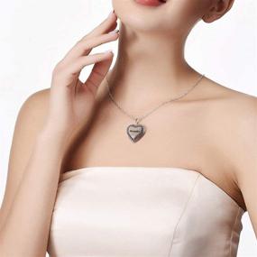 img 1 attached to ❤️ Youfeng Love Heart Birthstones Locket Necklace - Holds Pictures with Blue, Red and White CZ Stones - Rose Gold Living Memory Photo Lockets for SEO+