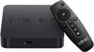 📺 minix neo t5 android 9.0 pie tv box, amlogic s905x2 2gb ram 16gb rom smart tv box 4k ultra hd android 9.0 pie media hub (no official netflix compatibility) logo