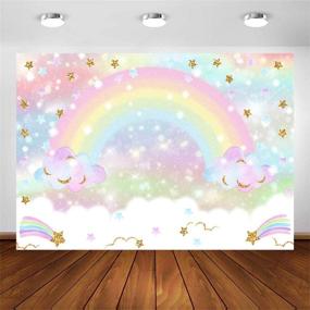 img 4 attached to Avezano Glitter Star Rainbow Sky Cloud Backdrop for Girls Birthday Party 7x5ft: Perfect Photography Background for Rainbow Newborn Photoshoots, Party Decorations, and Backdrops