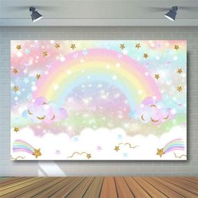 img 2 attached to Avezano Glitter Star Rainbow Sky Cloud Backdrop for Girls Birthday Party 7x5ft: Perfect Photography Background for Rainbow Newborn Photoshoots, Party Decorations, and Backdrops