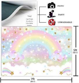 img 3 attached to Avezano Glitter Star Rainbow Sky Cloud Backdrop for Girls Birthday Party 7x5ft: Perfect Photography Background for Rainbow Newborn Photoshoots, Party Decorations, and Backdrops