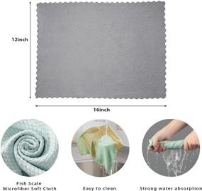 img 3 attached to Treechda Microfiber Cleaning Cloth - 10 Pack, 12x16 inch - Fish Scale Design - Multipurpose Reusable Cleaning Rags for Dishes, Glass, Mirrors, Household Cleaning - 5 Colors Included!