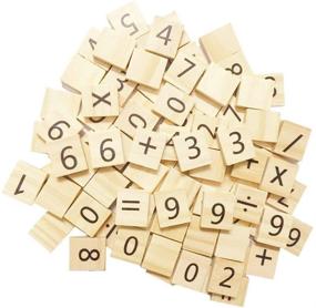 img 1 attached to 🎨 Enhance Crafts & Decor with Abbaoww 100 Pcs Wooden Number Symbol Tiles