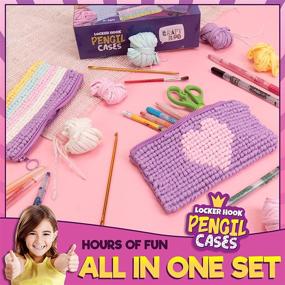 img 1 attached to 🎨 Fun and Creative 2 PCS Locker Hook Starter Pencil Case Craft Kit - DIY Sewing, Knitting & Needlepoint Art for Kids and Beginners