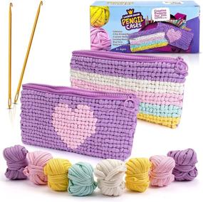 img 4 attached to 🎨 Fun and Creative 2 PCS Locker Hook Starter Pencil Case Craft Kit - DIY Sewing, Knitting & Needlepoint Art for Kids and Beginners