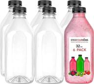 🥤 stock your home 32 oz plastic juice bottles with lids | juice drink containers with caps for juicing, smoothies, and cold beverages | 6 count pack logo