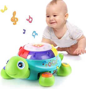 img 4 attached to 🐢 Музыкальная игрушка-черепаха для раннего изучения английского и испанского, электронная игрушка со светом и звуками, образовательный подарок к дню рождения для младенцев, малышей и детей от 6 до 12 месяцев, 1-2 лет, для мальчиков и девочек