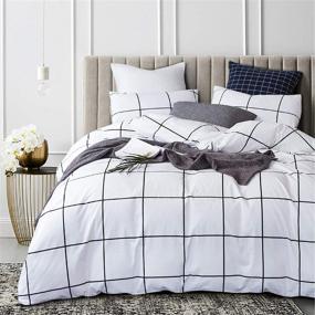img 4 attached to 🛏️ Cottonight Check Comforter Set: Black and White Grid Full Bedding Set with 2 Pillowcases for Women Men Adults Teens