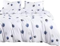 navy blue and white comforter set - watercolor brush painting dots pattern, 100% cotton fabric with soft microfiber inner fill, 3pcs, king size - wake in cloud logo