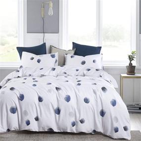 img 3 attached to Navy Blue and White Comforter Set - Watercolor Brush Painting Dots Pattern, 100% Cotton Fabric with Soft Microfiber Inner Fill, 3pcs, King Size - Wake In Cloud