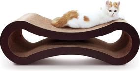 img 4 attached to Cat Scratching Cardboard by ScratchMe - Infinity Shape Curved Scratcher Pad House Bed Furniture Protector