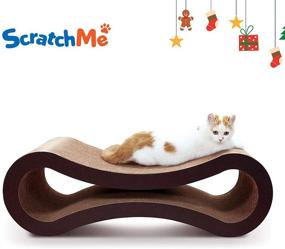 img 3 attached to Cat Scratching Cardboard by ScratchMe - Infinity Shape Curved Scratcher Pad House Bed Furniture Protector