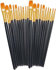 img 4 attached to 🖌️ BOSOBO Paint Brushes Set - 2 Packs of 20 Round Pointed Tip Nylon Hair Artist Acrylic Paint Brushes for Acrylic Oil Watercolor, Face Nail Art, Miniature Detailing & Rock Painting - Black