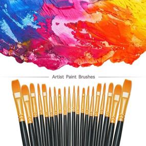 img 3 attached to 🖌️ BOSOBO Paint Brushes Set - 2 Packs of 20 Round Pointed Tip Nylon Hair Artist Acrylic Paint Brushes for Acrylic Oil Watercolor, Face Nail Art, Miniature Detailing & Rock Painting - Black