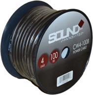 🔊 enhance your audio system with soundbox connected 4 gauge black amp power/ground wire - 100 ft superflex cable for superior sound quality - 100' spool logo