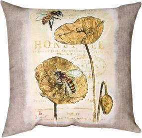 img 1 attached to 🐝 Natural Life Honey Bee Indoor/Outdoor Throw Pillow by Manual Woodworkers & Weavers, 18