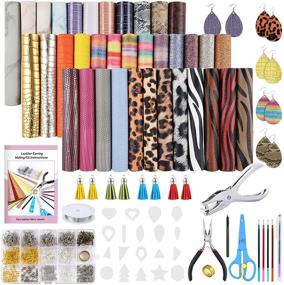 img 4 attached to 🎁 Caydo 476 Pieces Leather Earring Making Kit: Templates, Instructions, 9 Kinds Faux Leather Sheets, Complete Tools - Supplies for DIY Earrings, 6.3'' x 8.3''