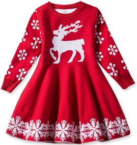 img 3 attached to Stylish NNJXD Girls Long Sleeve Autumn 👗 Winter Knit Sweater Christmas Dress for Casual Wear