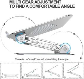 img 2 attached to Улучшите свою рабочую станцию с регулируемой эргономичной подставкой для ноутбука - премиальным алюминиевым держателем для ноутбука, идеальным для ноутбуков от 10 до 16 дюймов.